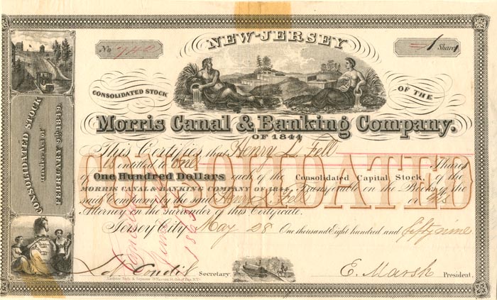 Morris Canal and Banking Co. - Stock Certificate